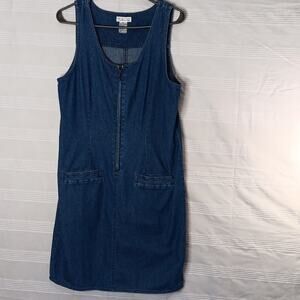 Talbots Denim Blue Jean Jumper Dress Women's Size 8 -‎ 100% Cotton Sleeveless